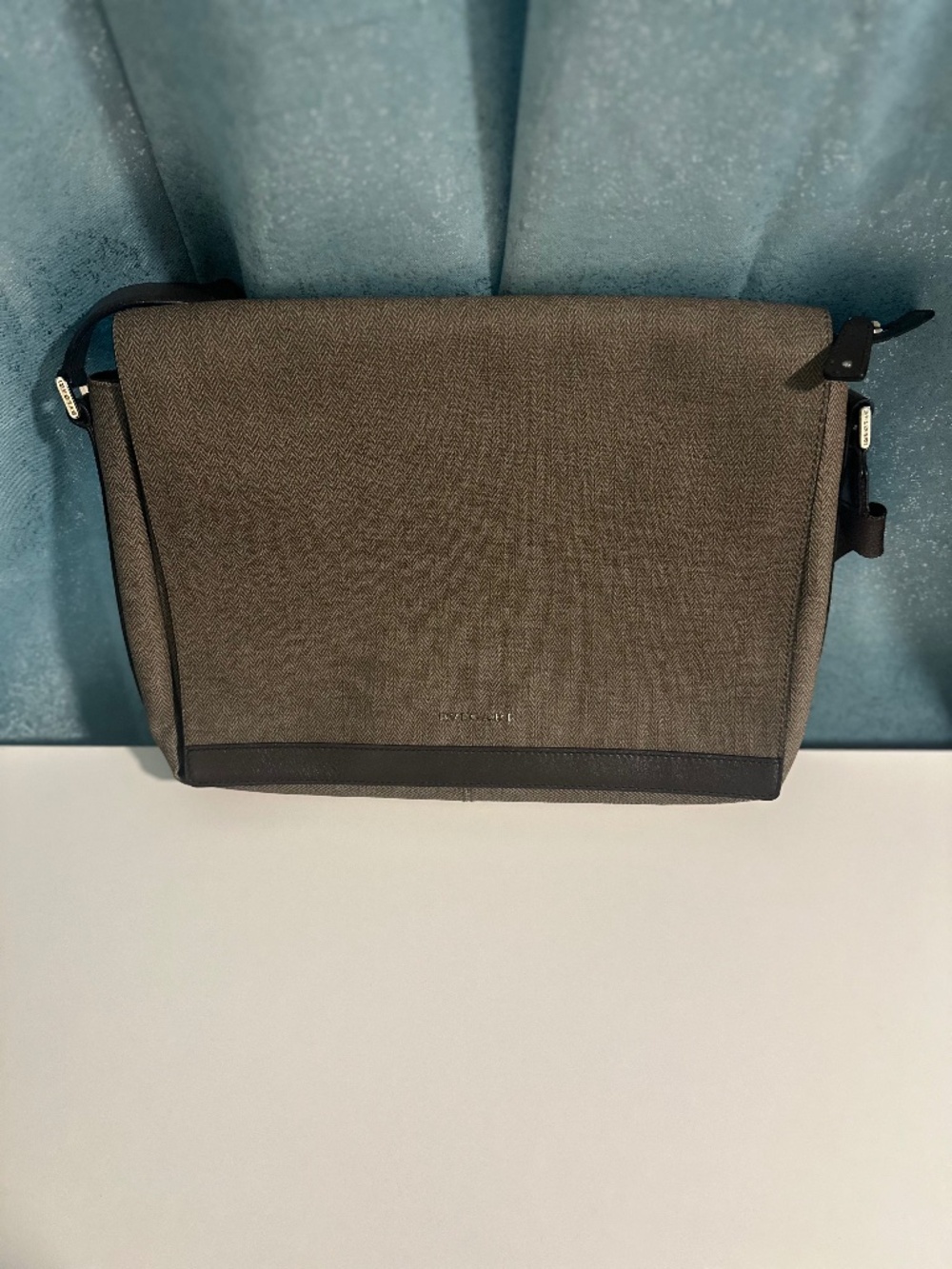 Bvlgari coated canvas and leather trim messenger bag